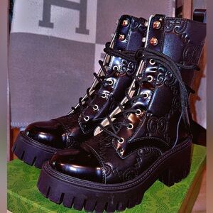 Black Designer Lace-Up Boots